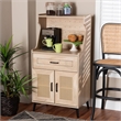 Baxton Studio Pavone Mid-Century Modern Oak Brown Wood Kitchen Cabinet
