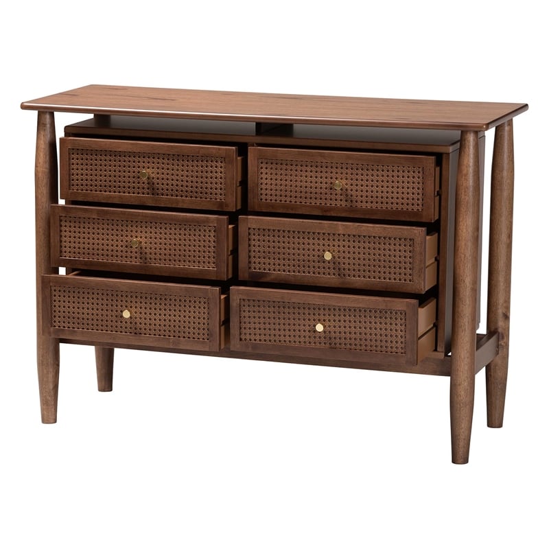 Baxton Studio Alyssa Japandi Walnut Brown Wood 6-Drawer Dresser
