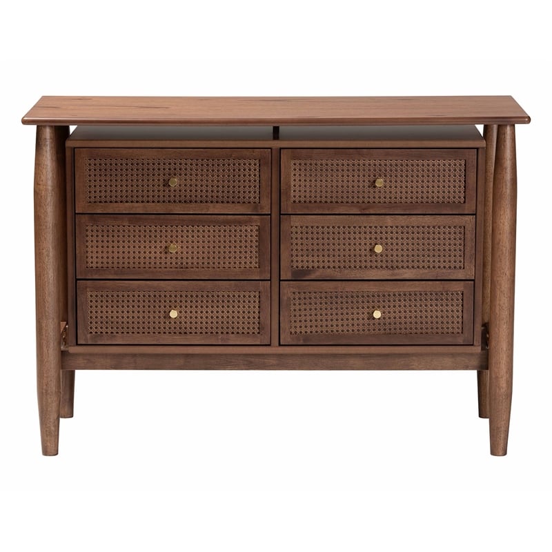 Baxton Studio Alyssa Japandi Walnut Brown Wood 6-Drawer Dresser