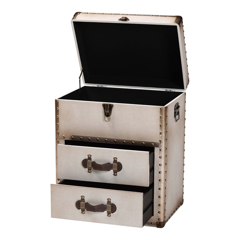 Baxton Studio Agatha Vintage Coffee Canvas 2-Drawer Storage Trunk