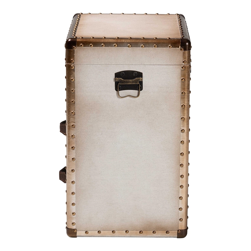 Baxton Studio Agatha Vintage Coffee Canvas 2-Drawer Storage Trunk