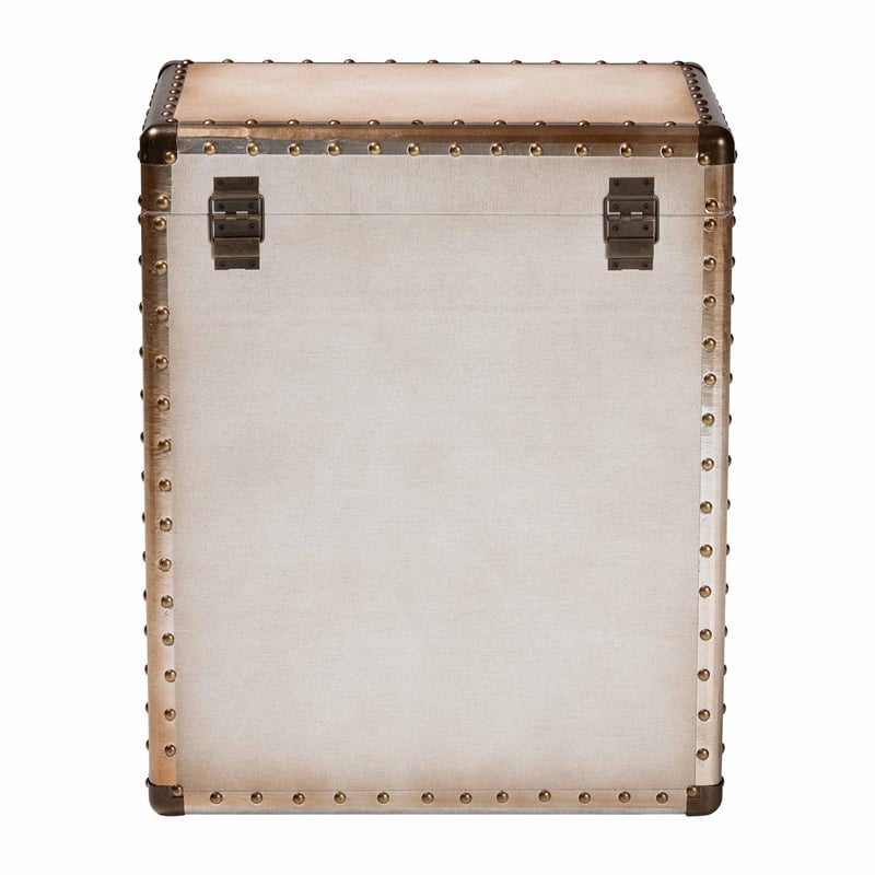 Baxton Studio Agatha Vintage Coffee Canvas 2-Drawer Storage Trunk