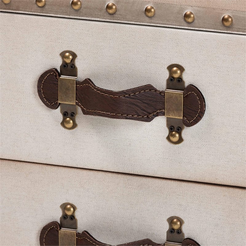Baxton Studio Agatha Vintage Coffee Canvas 2-Drawer Storage Trunk