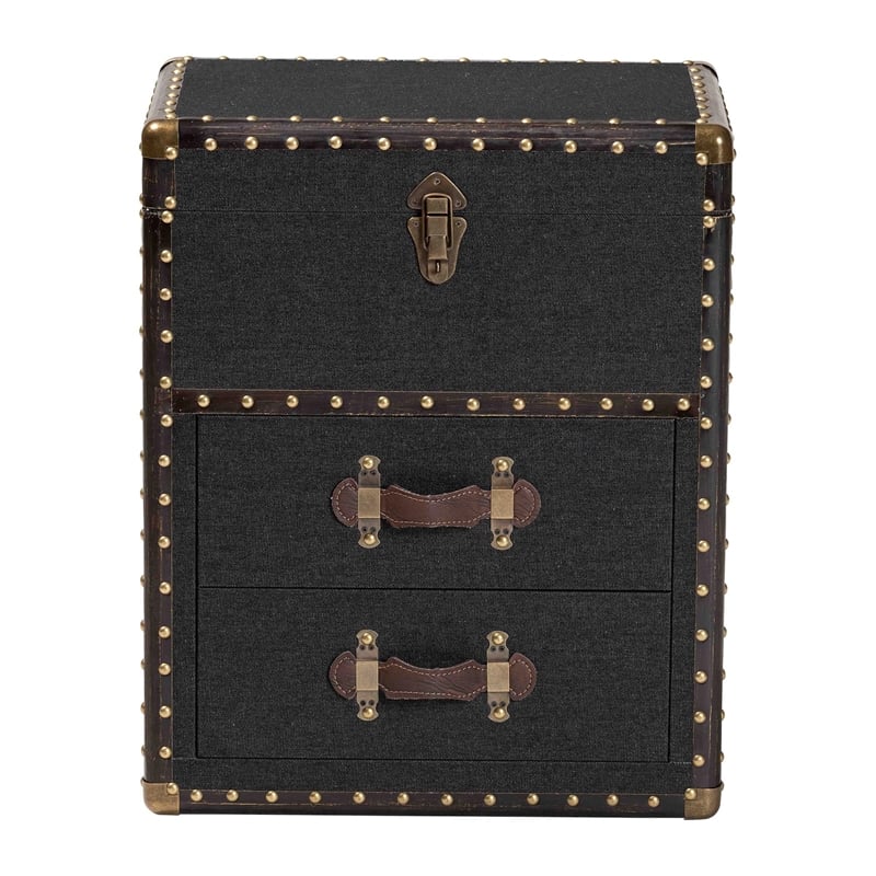 Baxton Studio Agatha Vintage Black Canvas 2-Drawer Storage Trunk