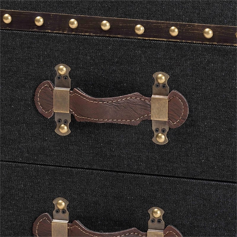 Baxton Studio Agatha Vintage Black Canvas 2-Drawer Storage Trunk