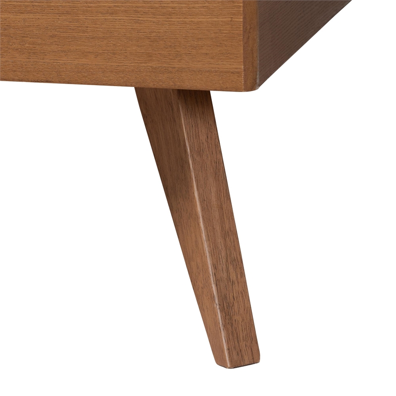 Baxton Studio Alecia Mid-Century Ash Walnut Wood Queen Size Platform Bed