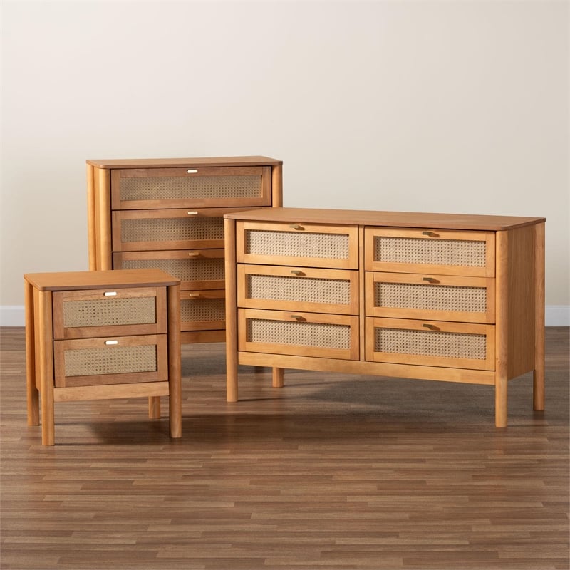 Baxton Studio Jenn Brown Wood 3-Piece Storage Set