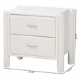 Baxton Studio Laria Modern White Teddy-Bear Fabric 2-Drawer Nightstand