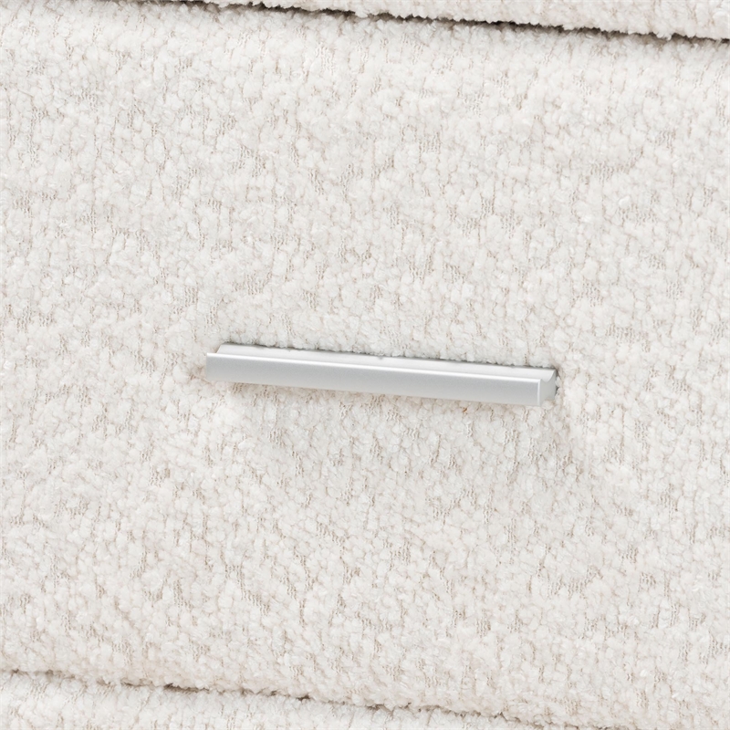 Baxton Studio Laria Modern White Teddy-Bear Fabric 2-Drawer Nightstand