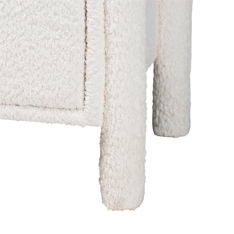 Baxton Studio Laria Modern White Teddy-Bear Fabric 2-Drawer Nightstand