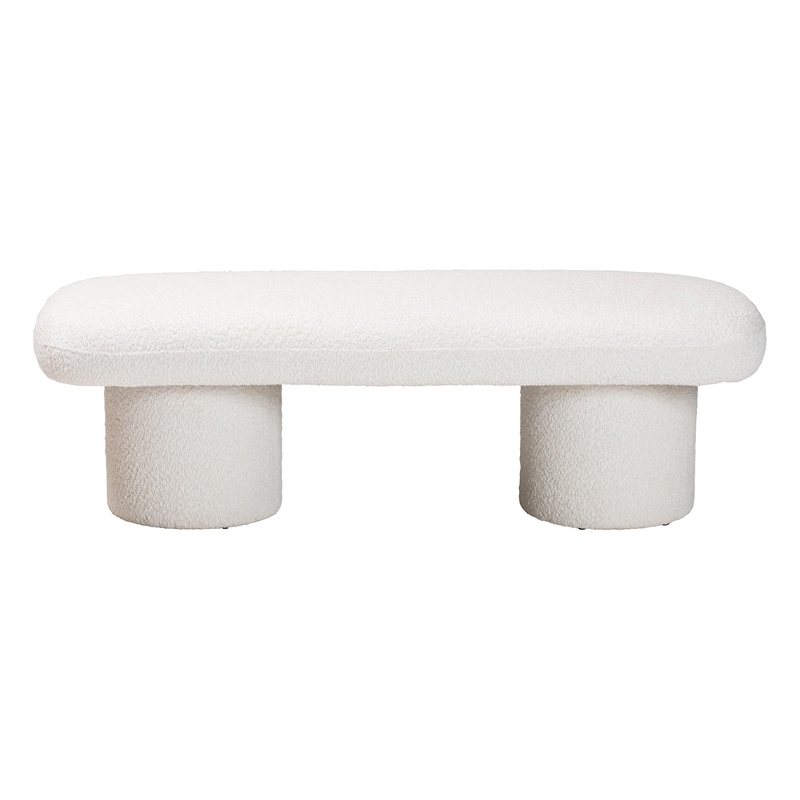 Baxton Studio Laria Modern White Teddy-Bear Fabric Accent Bench