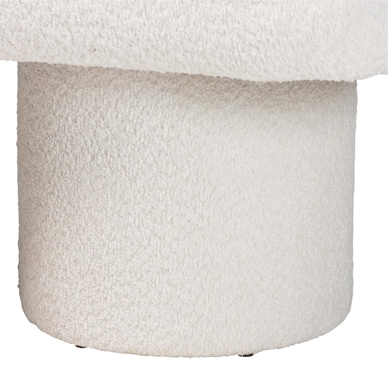 Baxton Studio Laria Modern White Teddy-Bear Fabric Accent Bench
