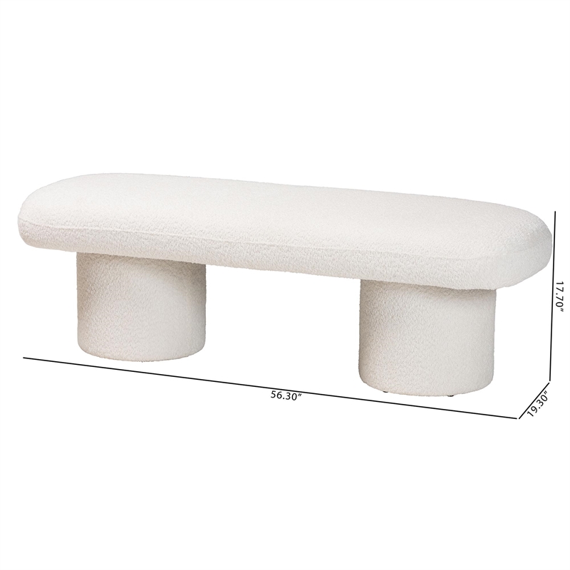 Baxton Studio Laria Modern White Teddy-Bear Fabric Accent Bench