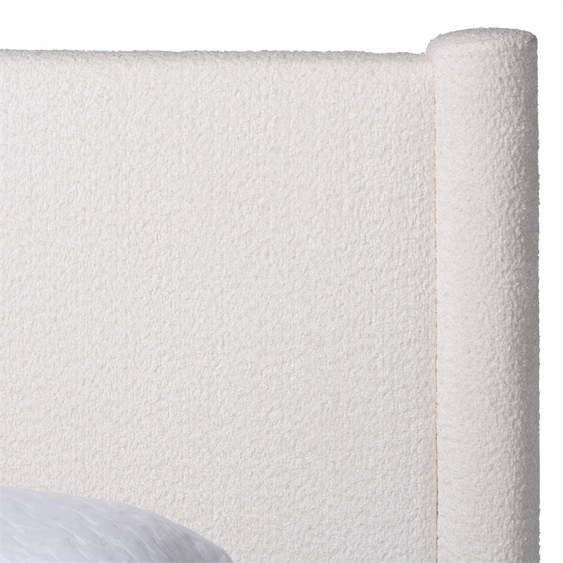 Baxton Studio Laria Modern White Teddy-Bear Fabric King Size Platform Bed