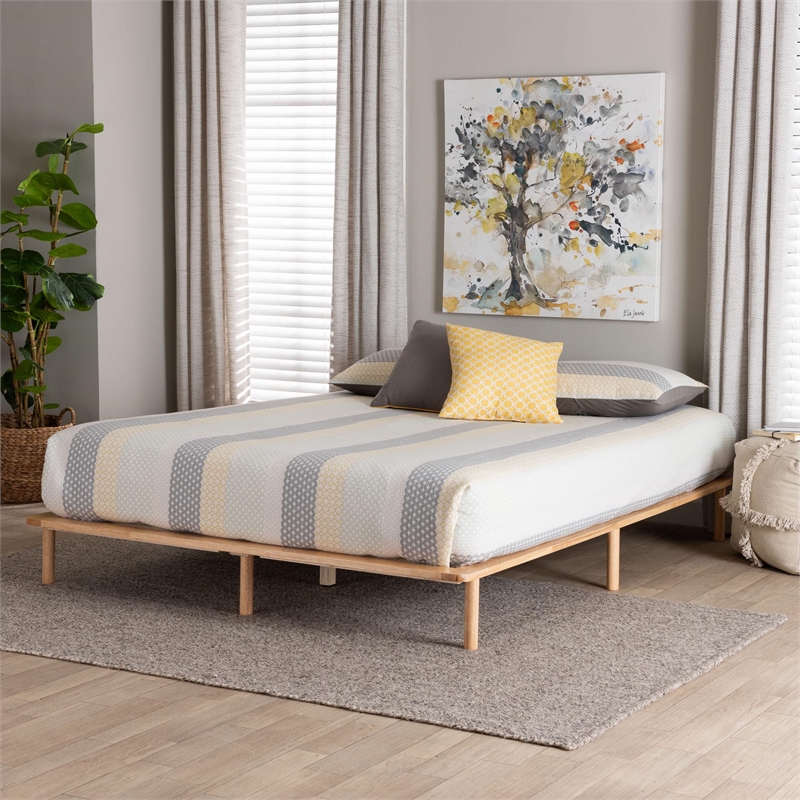 Baxton Studio Calhoun Japandi Queen Size Bed Frame