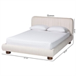 Baxton Studio Emsley Luxe Ivory Pleated Velvet Queen Size Platform Bed
