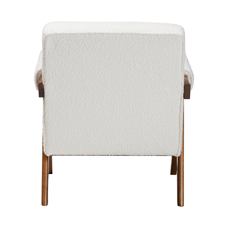 Baxton Studio Georgina Japandi Cream Boucle and Walnut Brown Wood Accent Chair