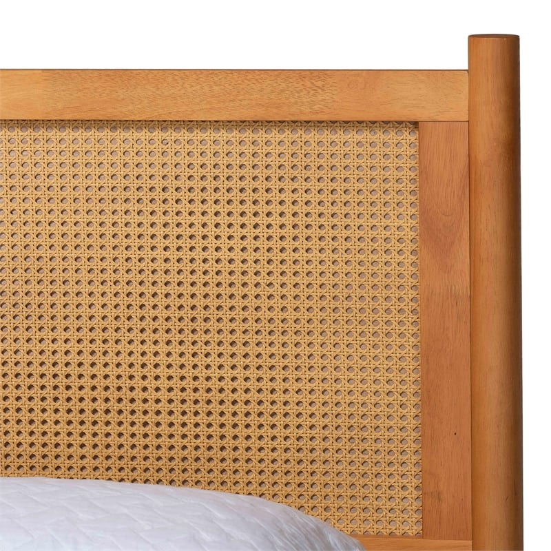 Baxton Studio Jenn Brown Wood Japandi 4-Piece Queen Size Bedroom Set