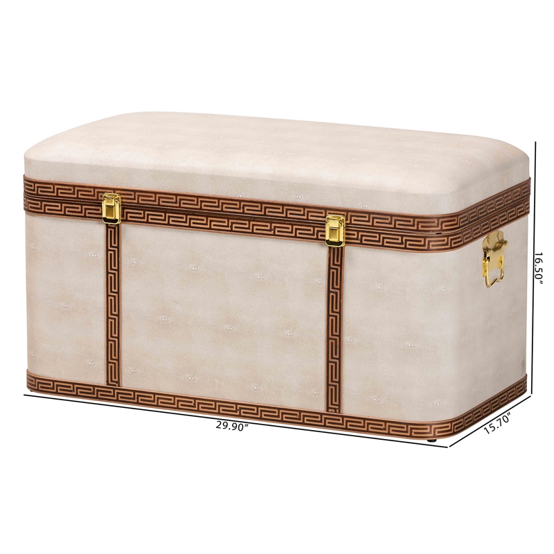 Baxton Studio Brenner Modern Transitional Beige Faux Shagreen Storage Trunk