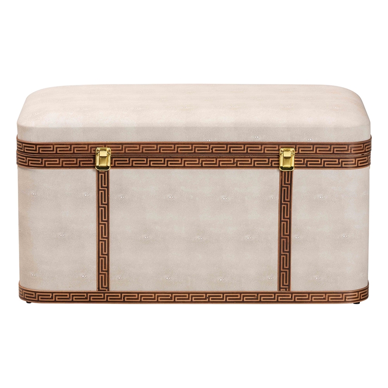 Baxton Studio Brenner Modern Transitional Beige Faux Shagreen Storage Trunk
