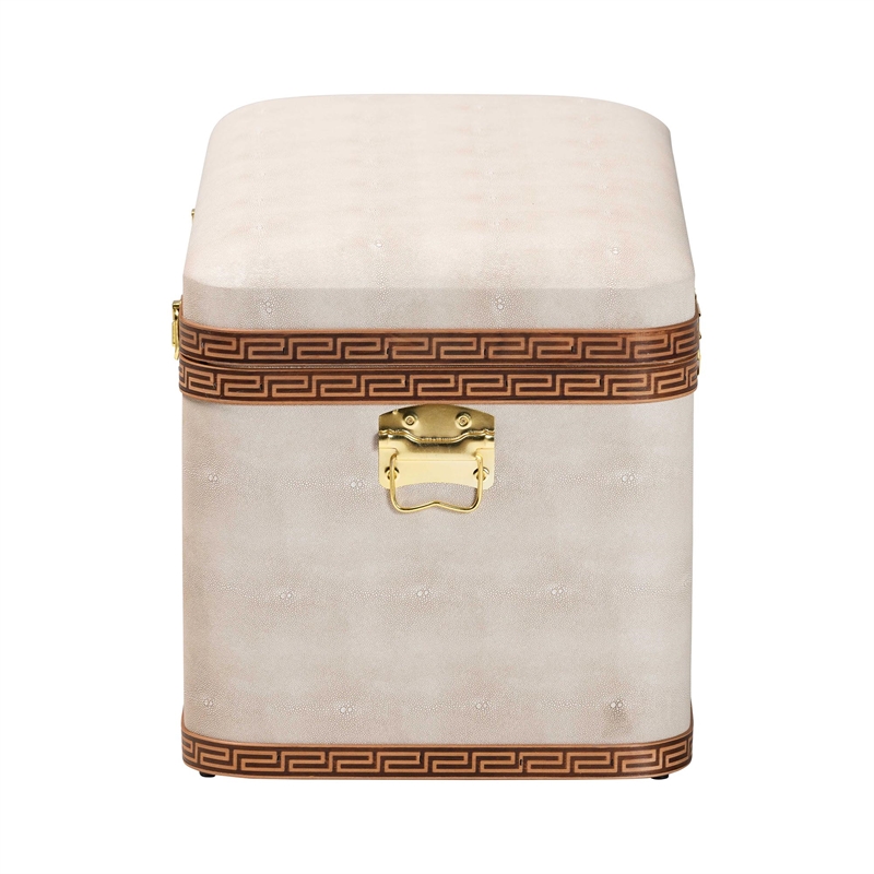 Baxton Studio Brenner Modern Transitional Beige Faux Shagreen Storage Trunk