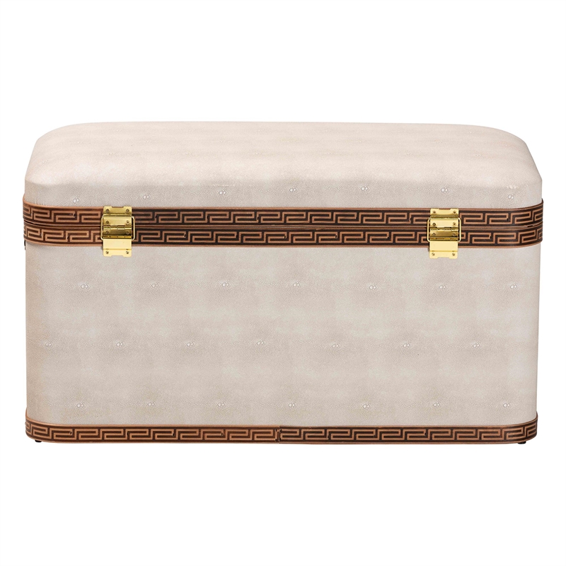 Baxton Studio Brenner Modern Transitional Beige Faux Shagreen Storage Trunk