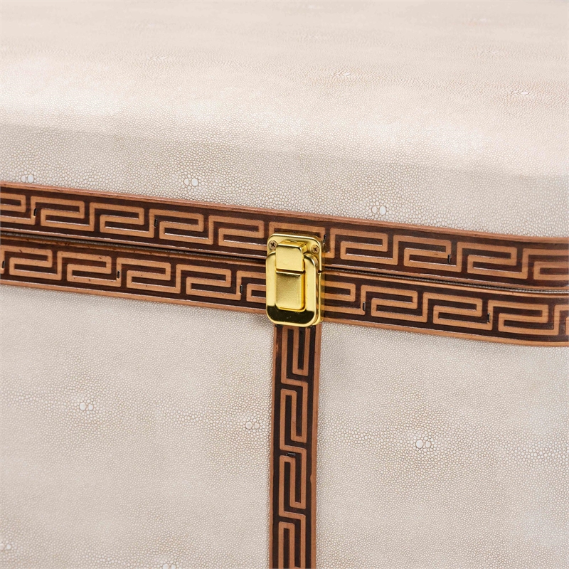 Baxton Studio Brenner Modern Transitional Beige Faux Shagreen Storage Trunk