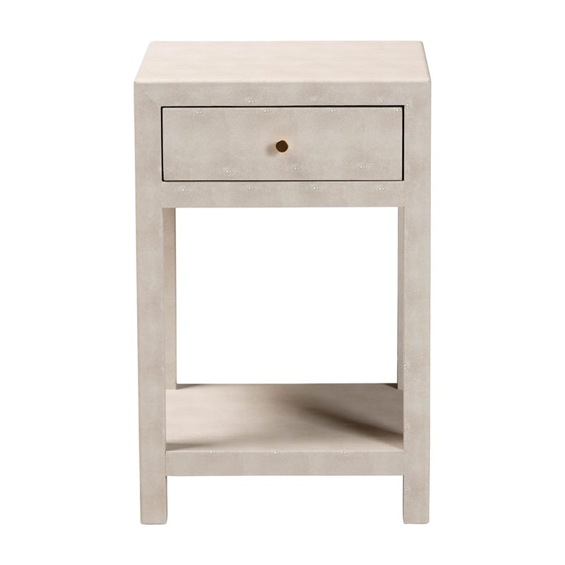 Baxton Studio Dansby Modern Beige Faux Shagreen 1-Drawer End Table