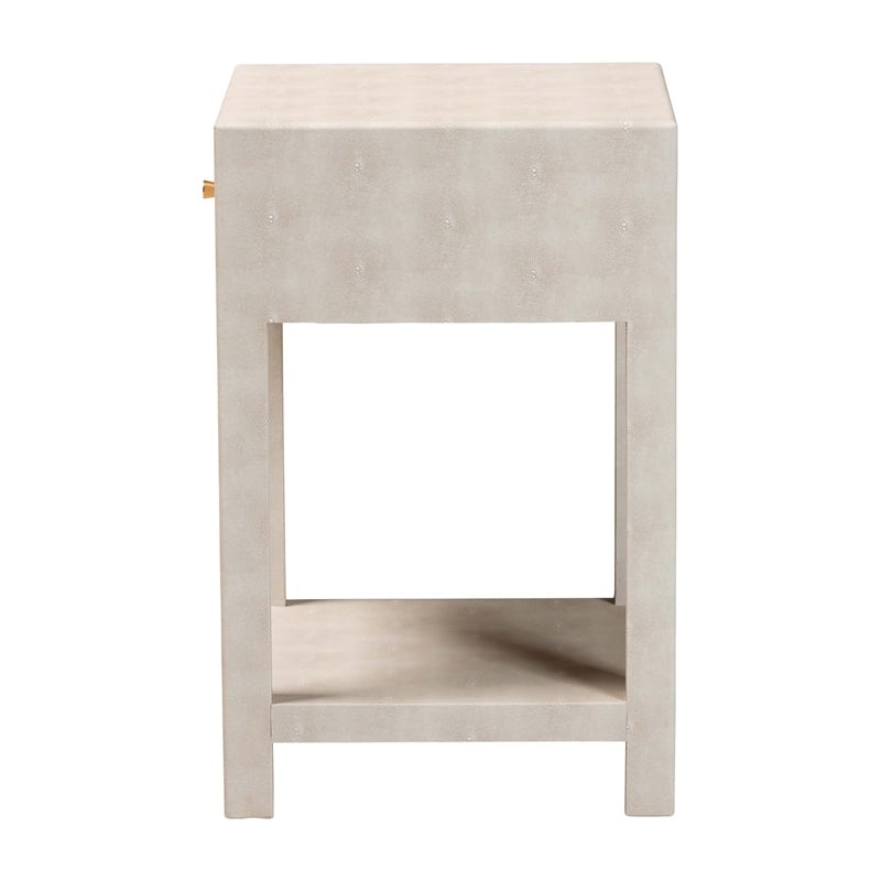 Baxton Studio Dansby Modern Beige Faux Shagreen 1-Drawer End Table