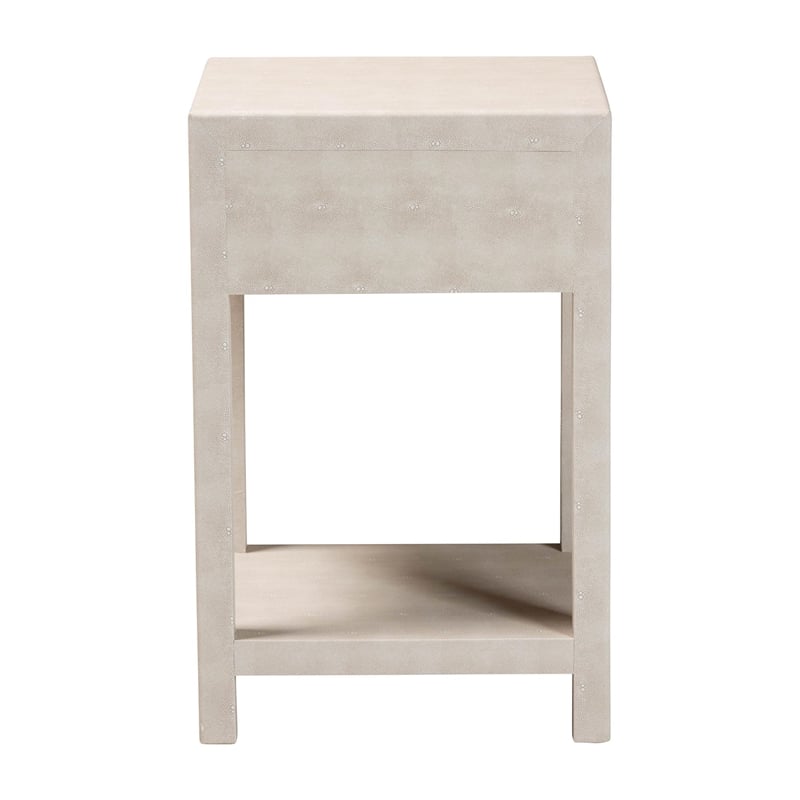 Baxton Studio Dansby Modern Beige Faux Shagreen 1-Drawer End Table