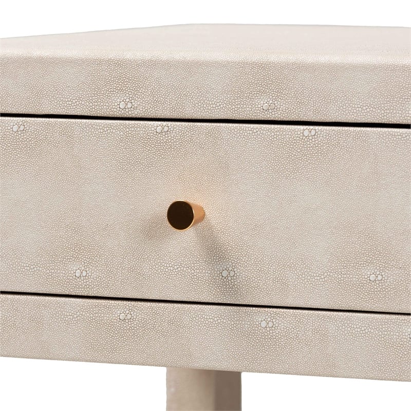 Baxton Studio Dansby Modern Beige Faux Shagreen 1-Drawer End Table