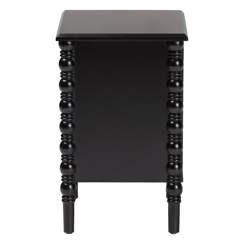 Baxton Studio Malinda Classic Black Wood 2-Drawer End Table with Spindle Legs