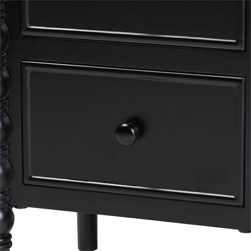 Baxton Studio Malinda Classic Black Wood 2-Drawer End Table with Spindle Legs