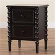 Baxton Studio Malinda Classic Black Wood 2-Drawer End Table with Spindle Legs