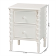 Baxton Studio Malinda Classic White Wood 2-Drawer End Table with Spindle Legs