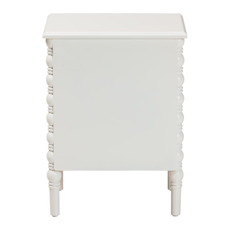 Baxton Studio Malinda Classic White Wood 2-Drawer End Table with Spindle Legs