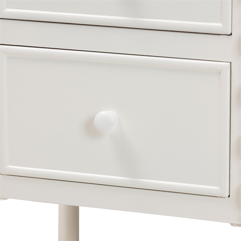Baxton Studio Malinda Classic White Wood 2-Drawer End Table with Spindle Legs
