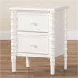 Baxton Studio Malinda Classic White Wood 2-Drawer End Table with Spindle Legs