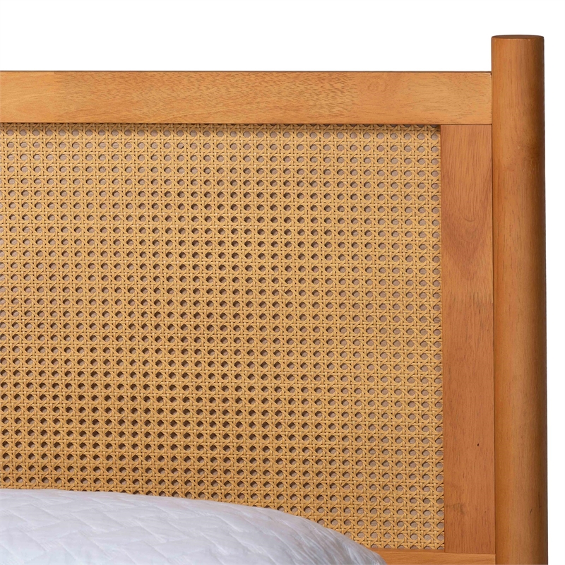 Baxton Studio Jenn Brown Wood Japandi Queen Size Platform Bed