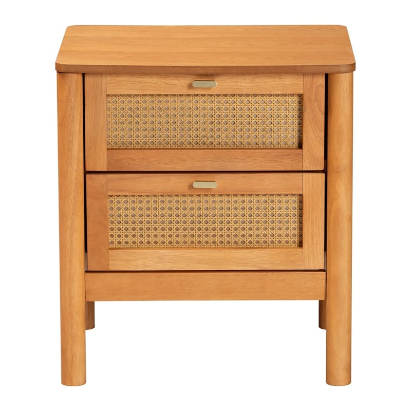 Baxton Studio Jenn Brown Wood Japandi 2-Drawer Nightstand
