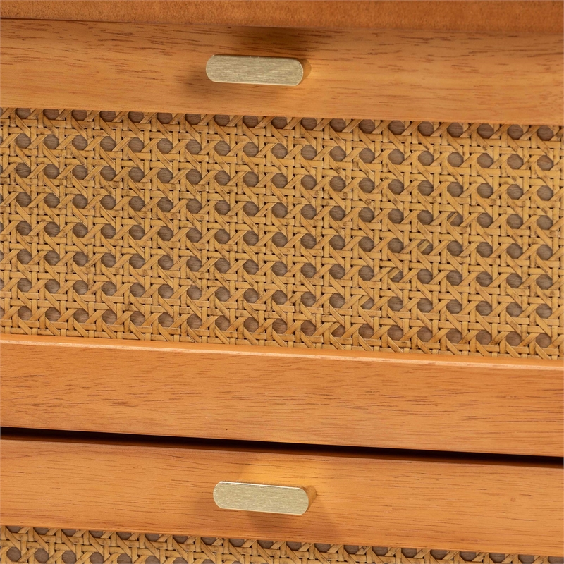 Baxton Studio Jenn Brown Wood Japandi 2-Drawer Nightstand