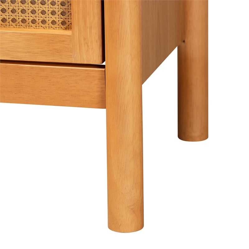 Baxton Studio Jenn Brown Wood Japandi 2-Drawer Nightstand