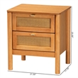 Baxton Studio Jenn Brown Wood Japandi 2-Drawer Nightstand