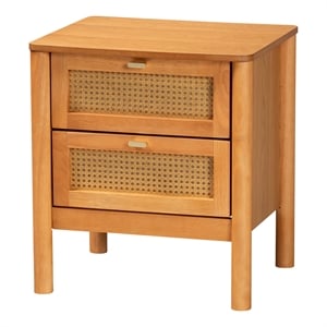 Baxton Studio Jenn Brown Wood Japandi 2-Drawer Nightstand