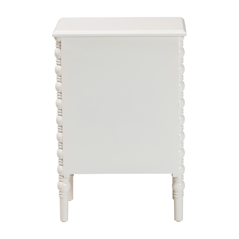 Baxton Studio Malinda Classic White Wood 3-Drawer End Table with Spindle Legs