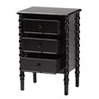 Baxton Studio Malinda Classic Black Wood 3-Drawer End Table with Spindle Legs
