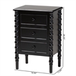 Baxton Studio Malinda Classic Black Wood 3-Drawer End Table with Spindle Legs