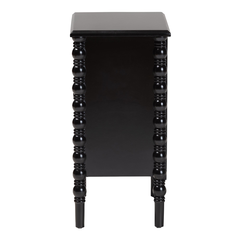 Baxton Studio Malinda Classic Black Wood 3-Drawer End Table with Spindle Legs