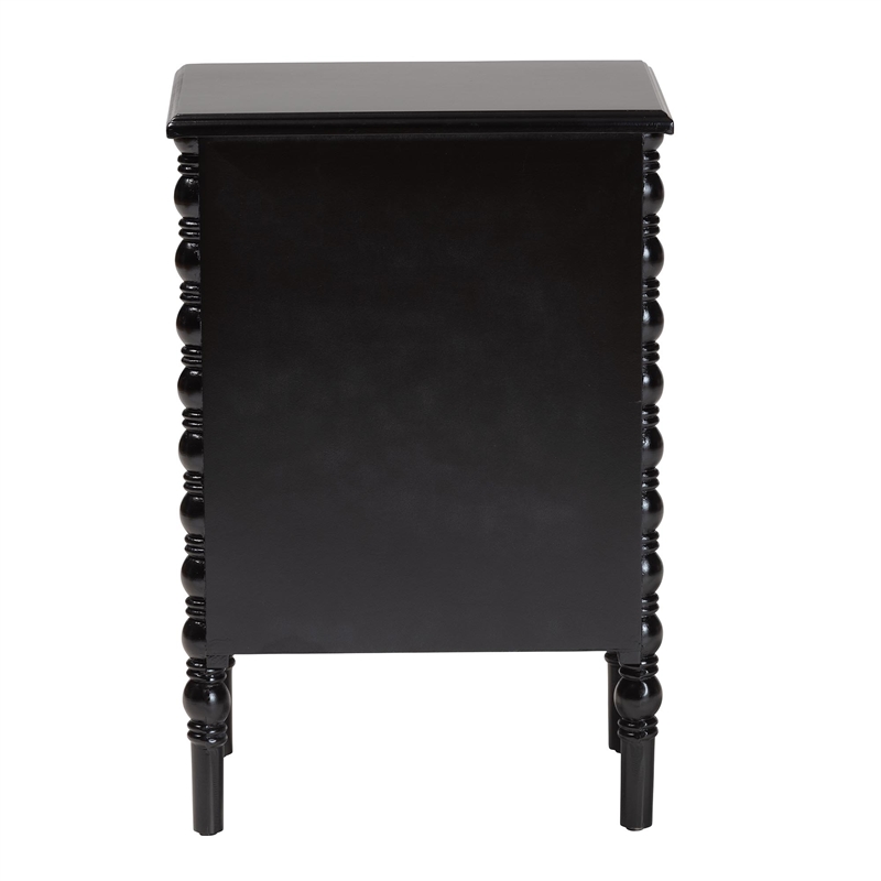 Baxton Studio Malinda Classic Black Wood 3-Drawer End Table with Spindle Legs