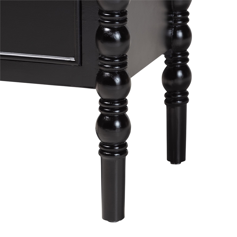 Baxton Studio Malinda Classic Black Wood 3-Drawer End Table with Spindle Legs